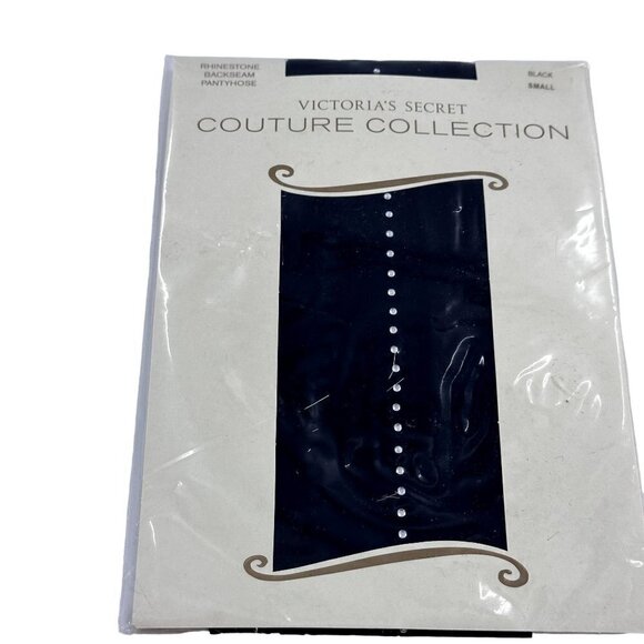 Vintage Victoria's Secret Couture Collection Rhinestone Backseam Pantyhose Sm - Picture 1 of 9